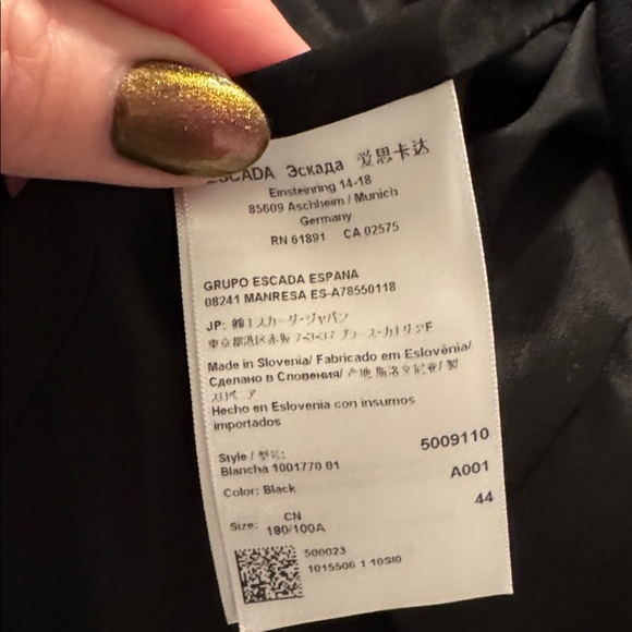 Escada Black Blazer Tailored Fit Professional size 44 - Picture 8 of 9